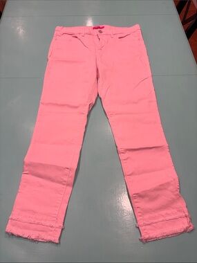 Lilly Pulitzer Pink Straight-Leg Jeans with Frayed Hem
